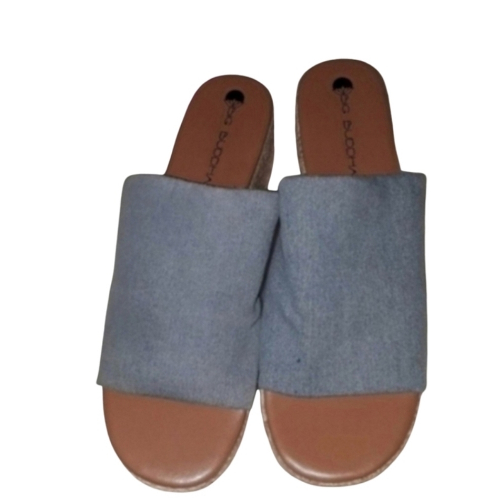 Big Buddha Sandals Size 9.5 Blue Wide Strap Platform Y2K Espadrille Slip…